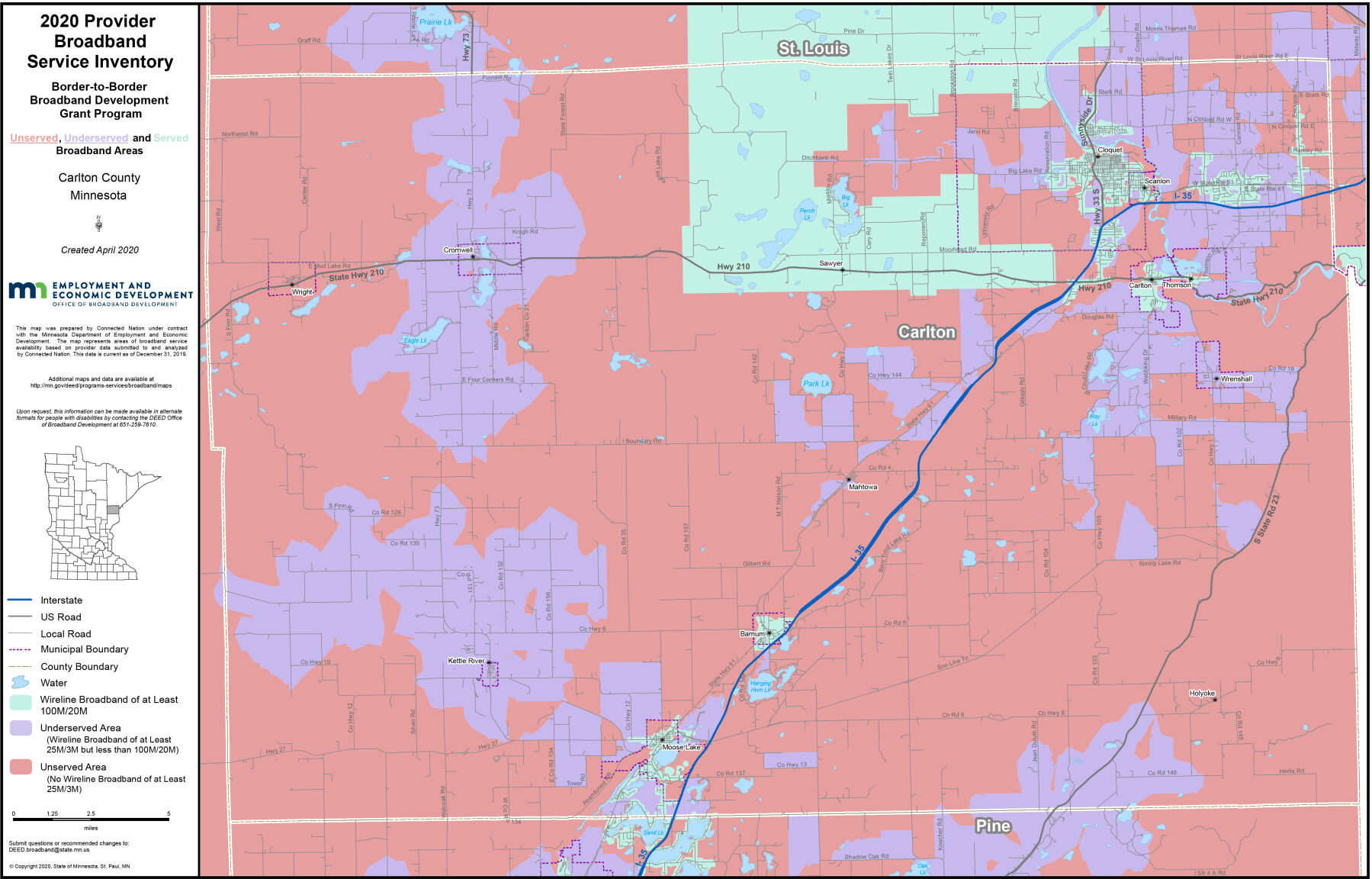 Carlton County Broadband Map